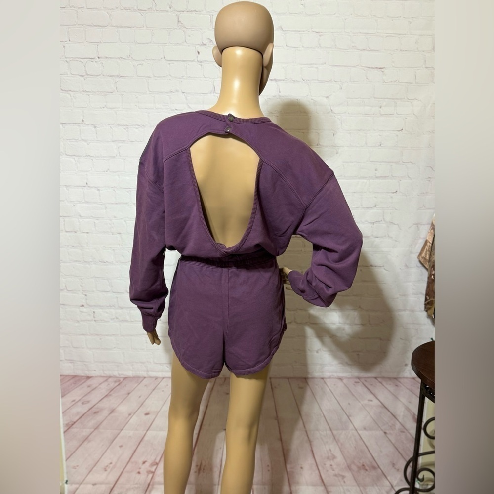 FREE PEOPLE “Best of Romper” women’s Shortsie jumpsuit Long sleeves Purple S NWT - Picture 6 of 16